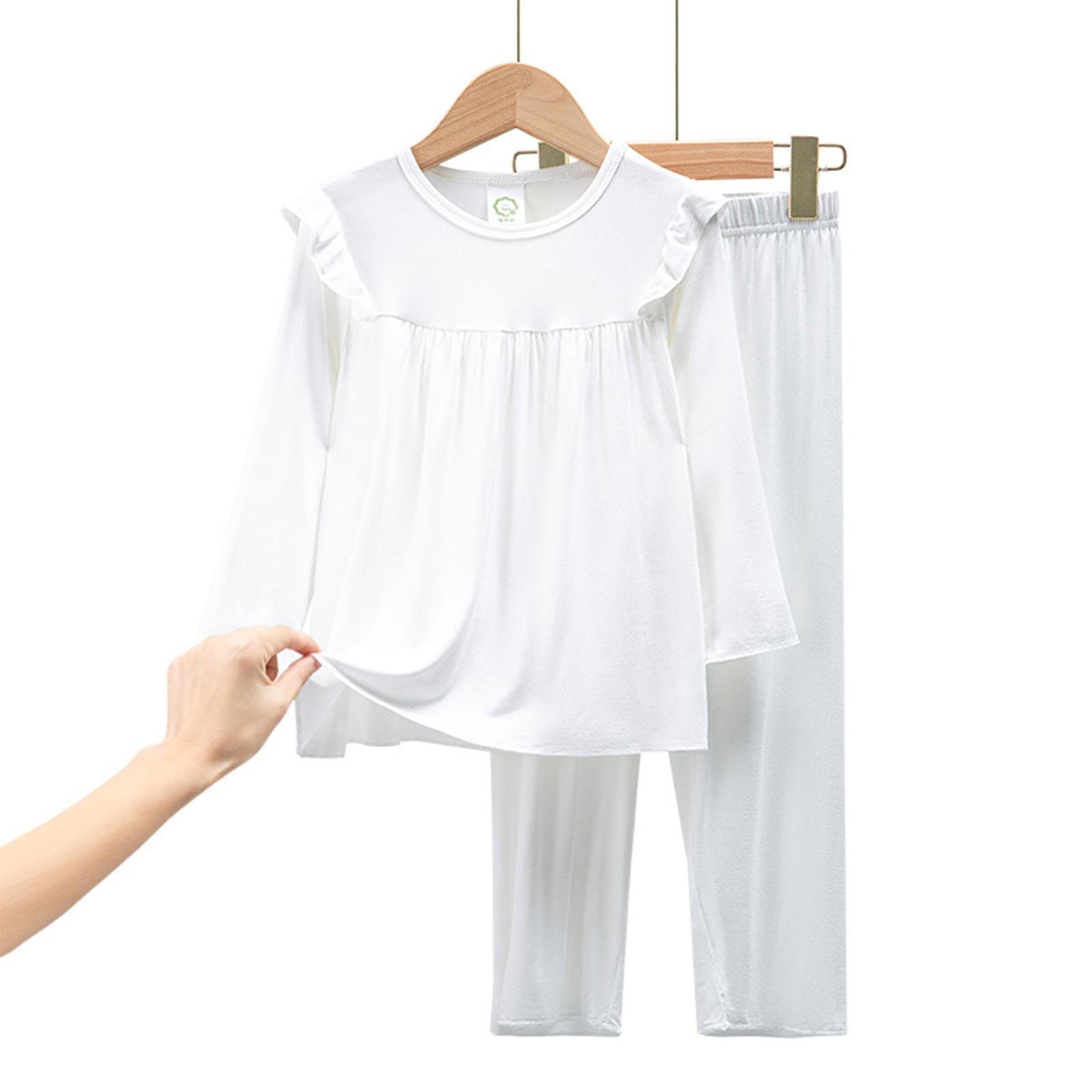 

Пижамы для девочек с длинными рукавами Домашняя одежда Стиль «родитель-ребенок» Одежда с кондиционером 120 белый