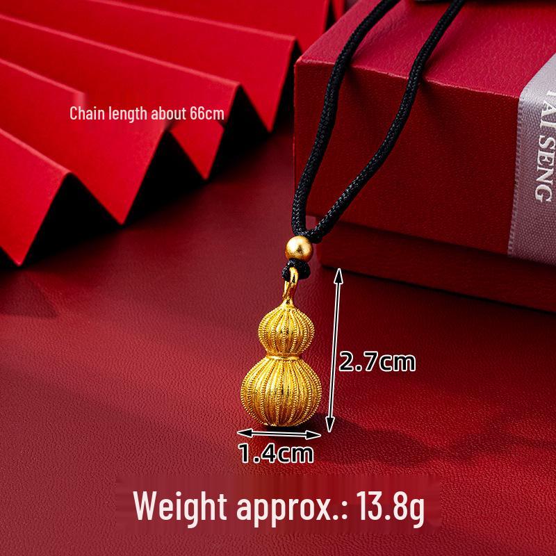 Vintage Filigree Gourd Pendant Necklace: Women's Vietnamese Sand Gold, Court Style, Durable Color Retention