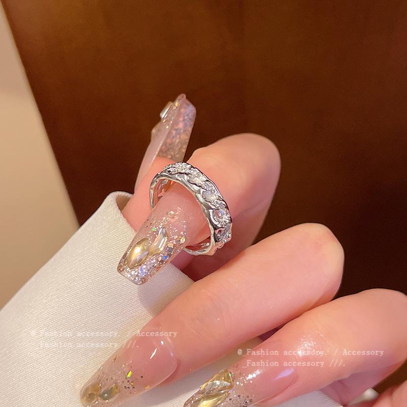

Кольцо Xiaohongshu Hot Pink Zircon Love для женщин - изысканное, супер блестящее, с бриллиантами, регулируемое кольцо на указательный палец J930 серебряный