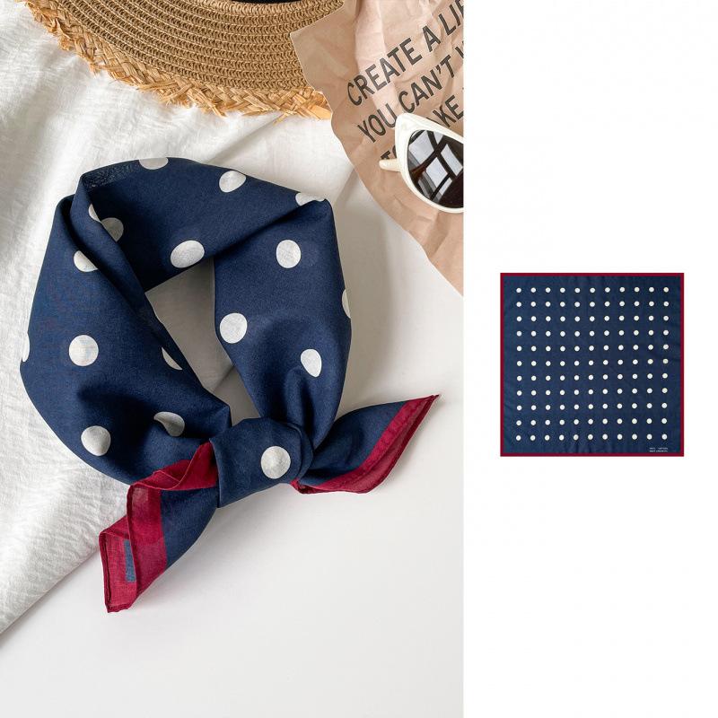 Simple And Retro Polka Dot Silk Scarf 55 Cotton Small Square Scarf Headscarf Breathable Versatile Scarf Scarf Headscarf