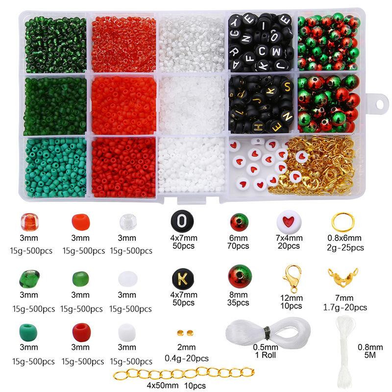 

Christmas Letter Set Box Rice Bead Bracelet Bracelet Earrings Set Handmade Diy Jewelry Accessories Combination