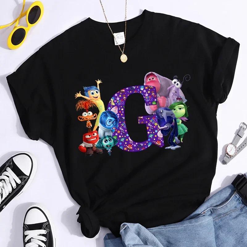 

Inside Out 2 A-Z Letter Print Woman Summer T-shirt Man Short Sleeve Clothes Adult Anime Casual Clothing Fashion Printed T-shirt 2XL