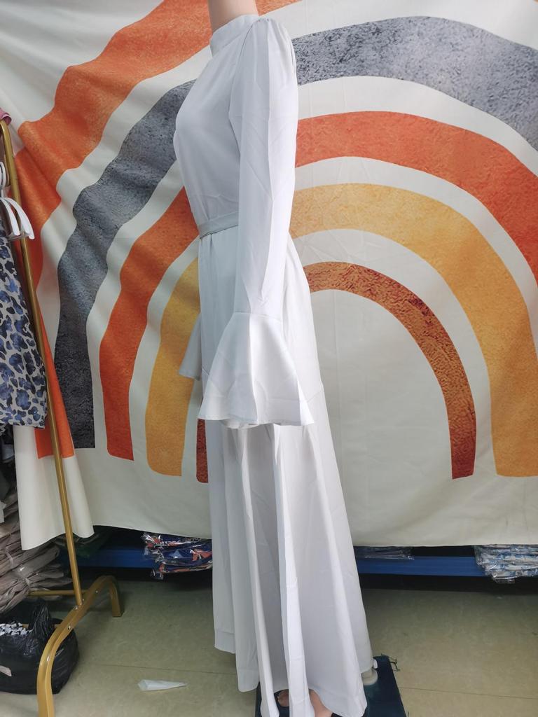 Spring 2024 Fashion: Women's Trumpet Sleeve Lace-Up Slim Dress Long Skirt