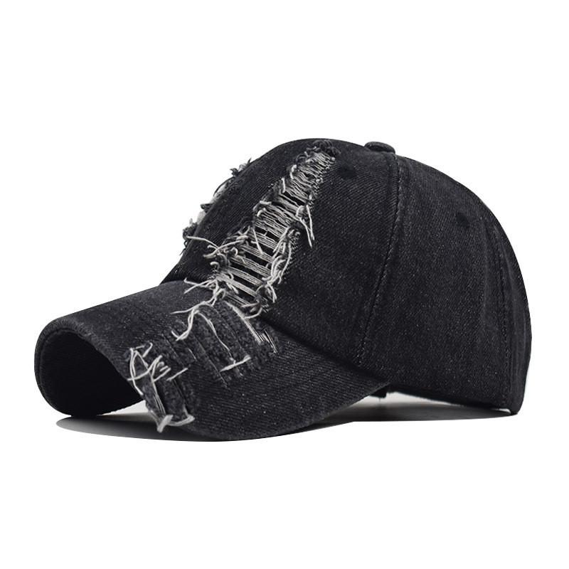 Trendy European American Style Distressed Denim Baseball Cap For Men And Women