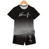 Summer Gradient Colored Letters Creative Fun Pattern Children's Fashion Comfortable Soft Breathable Short Sleeved Two-piece Set