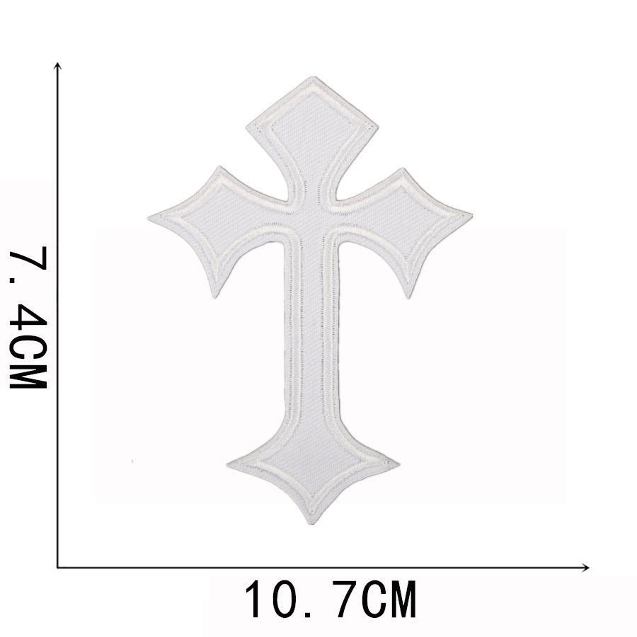 

Evil Cross Embroidery Cloth Sticker Clothes Decorative Cross Patch Sticker Ironing Twill Computer Embroidery Stamp no. 1_3 pieces