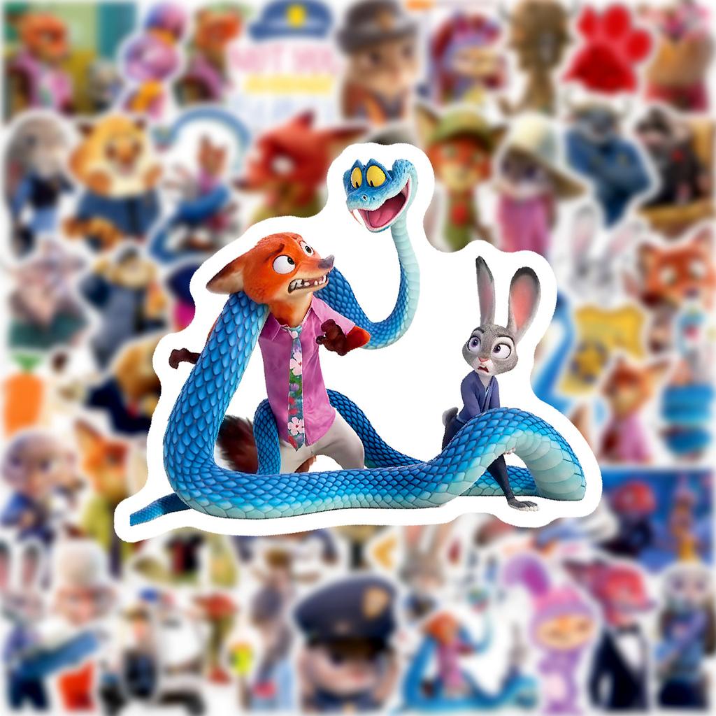 55pcs/Set Zootopia 2 Sticker Cartoon Graffiti Stickers Suitcase Laptops Phones Scrapbooks Guitar DIY Decorate Decals Toy