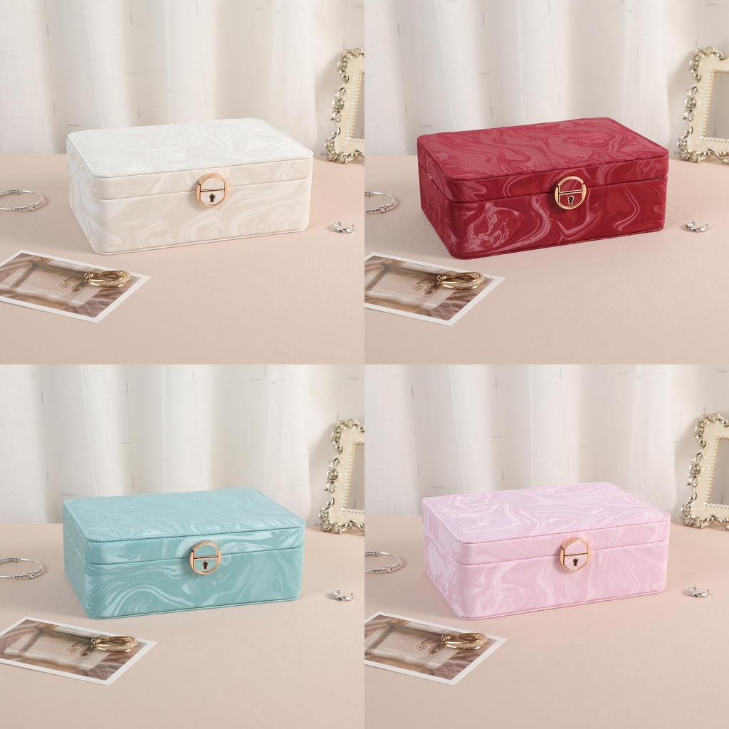 Jewelry Organizer Box With Lock For Necklaces And Rings In Pu Leather For Gift And Travel
