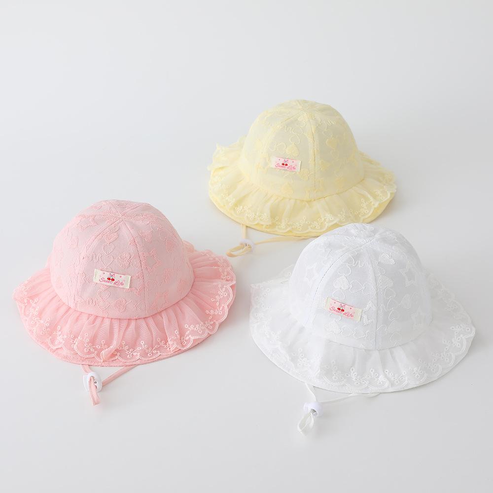 Baby Hat 50cm 1-3 years Spring Summer Kids Sun Hats Adjustable girls Sun Cap Toddler Breathable Outdoor girl lace cute caps