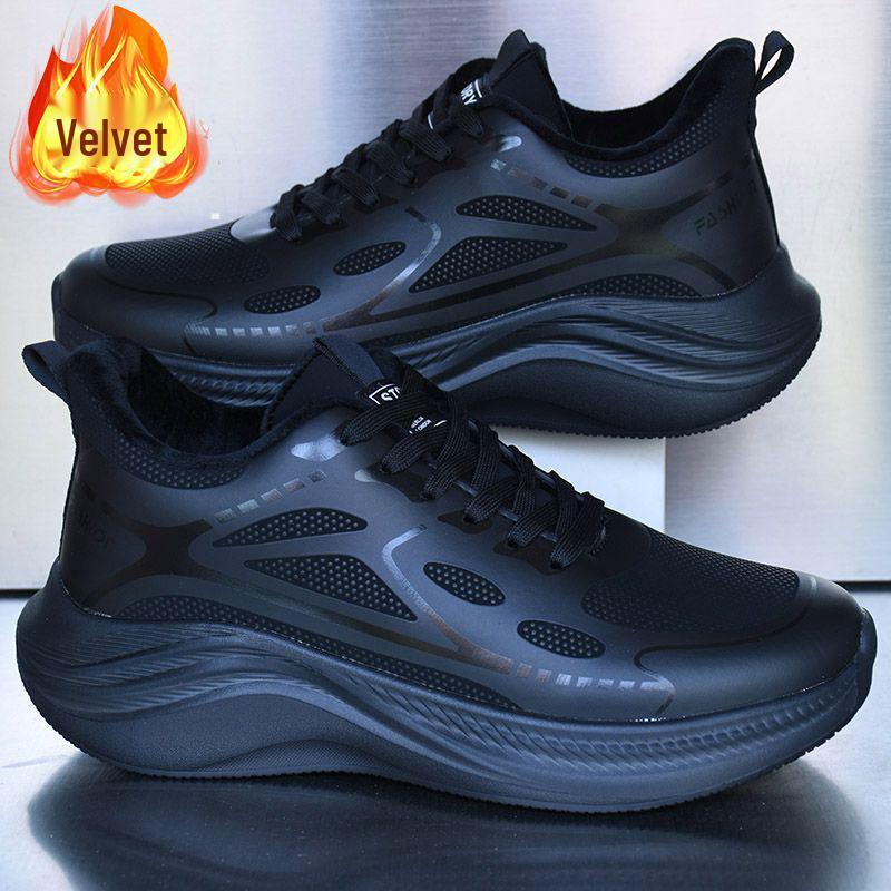 

Men s Waterproof Leather Elastic Sneakers - Thick-Soled, Non-Slip Casual Running Shoes for Autumn/Winter. 44