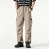 Men's Loose Fit Cargo Pants with Multi Pocket Design Drawstring Waist Straight Leg Trousers for Casual Daily Wear