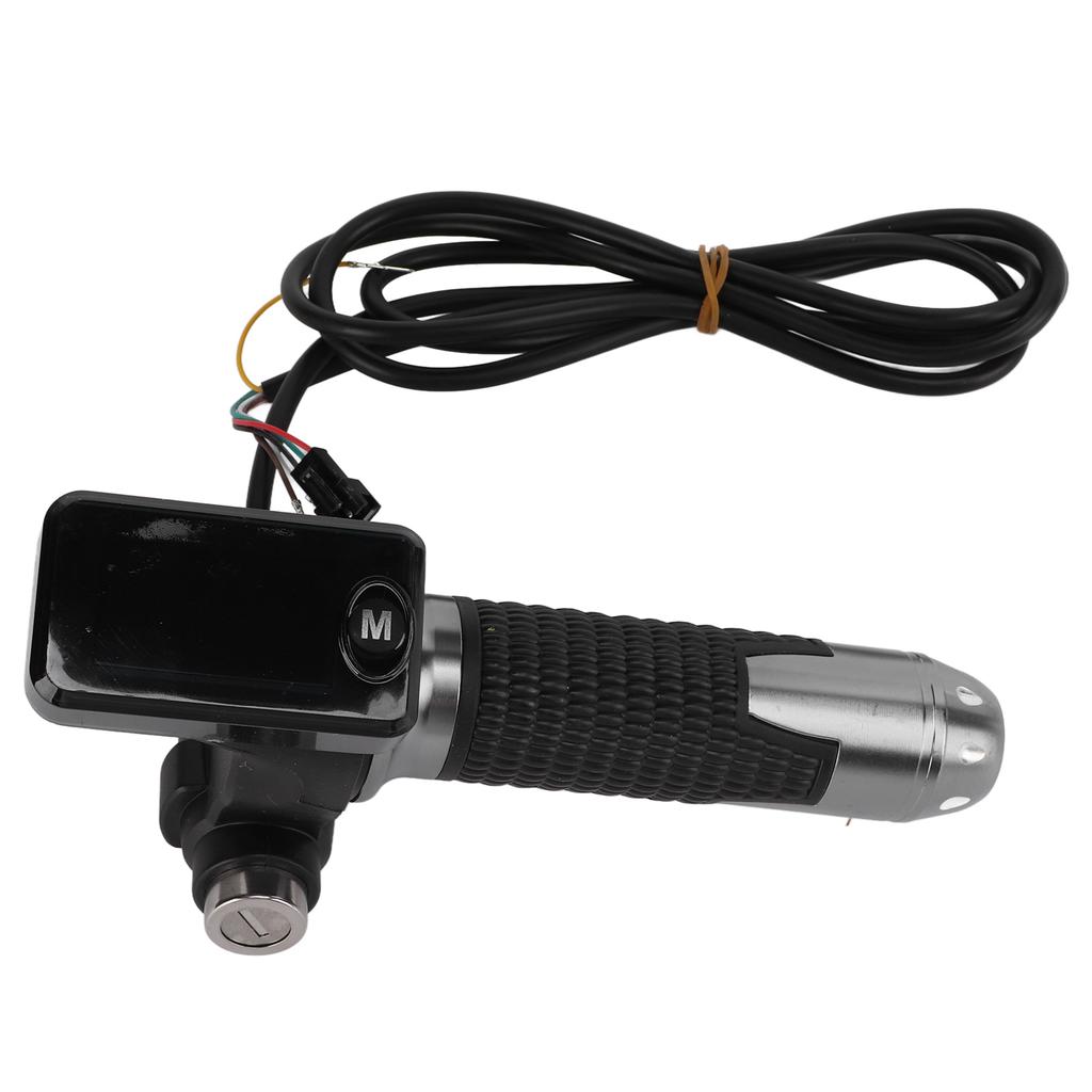 1 Pair Aluminum Throttle Grip LCD Screen Twist Throttle Accelerator Handle Grips with Cable and Key Knock for Electric Bike