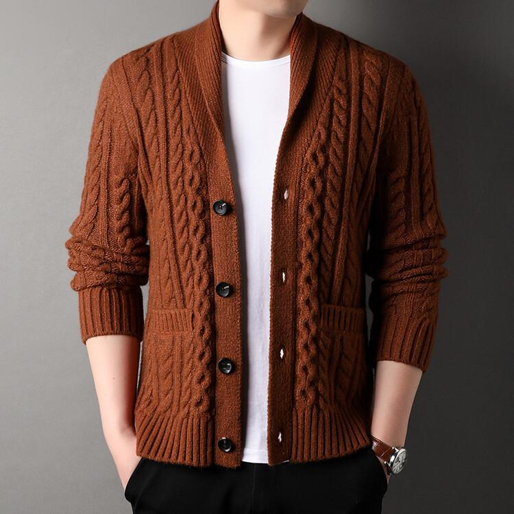 Maglione a coste con revers - Stile britannico, manica lunga per autunno e inverno