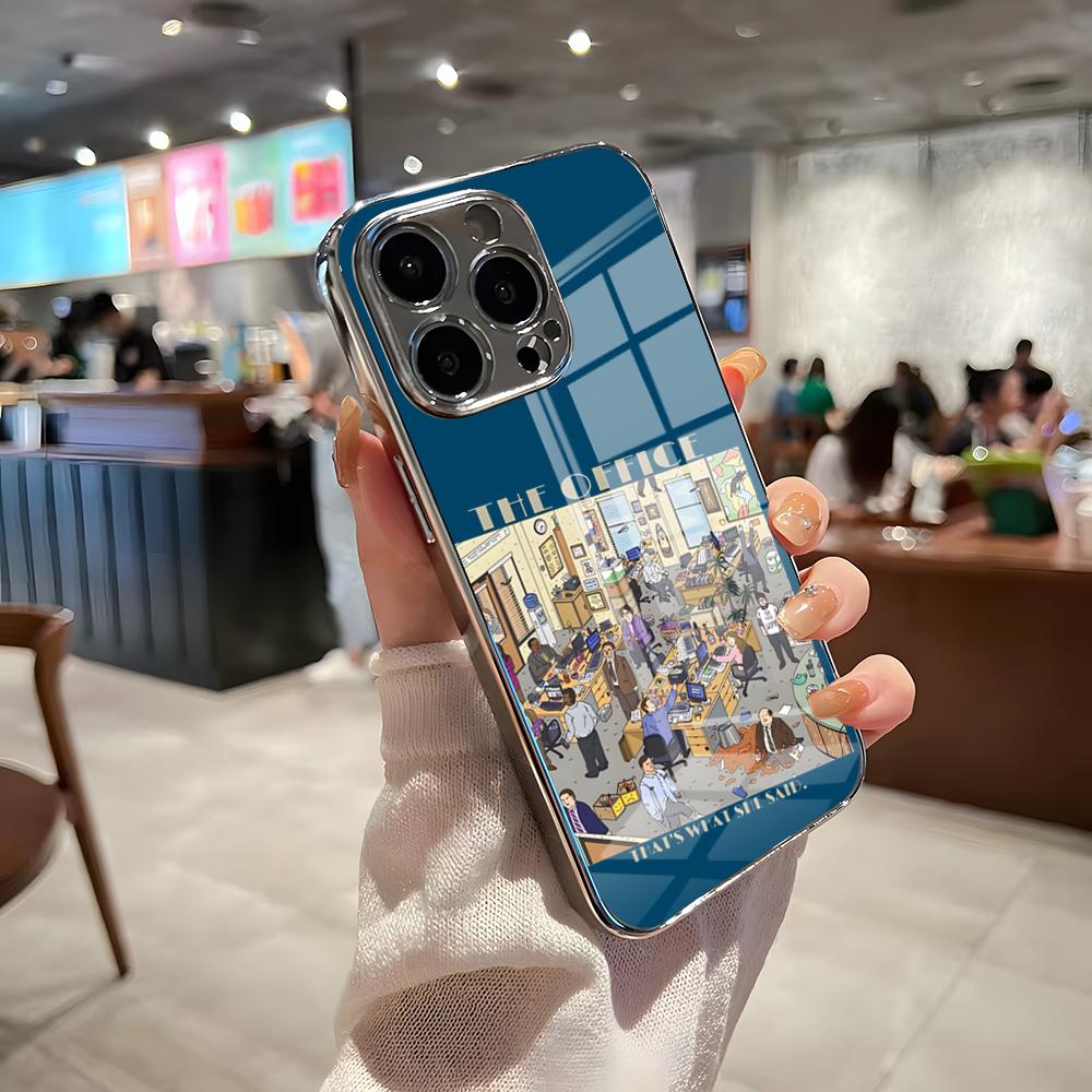 The Offices TV Phone Case For IPhone 17 Pro Max 15 Pro 16 14 Plus 12 13 Mini 11 Pro Shockproof Electroplated Glass Cover