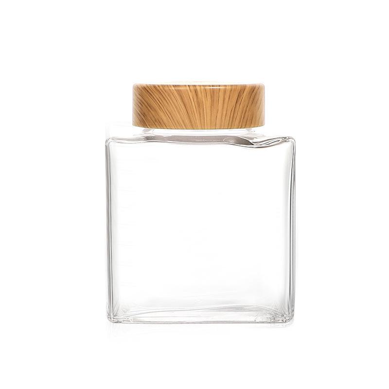 New Wide Mouth Transparent Honey Glass Jar - Thick Square Design for Bird's Nest and Jam
