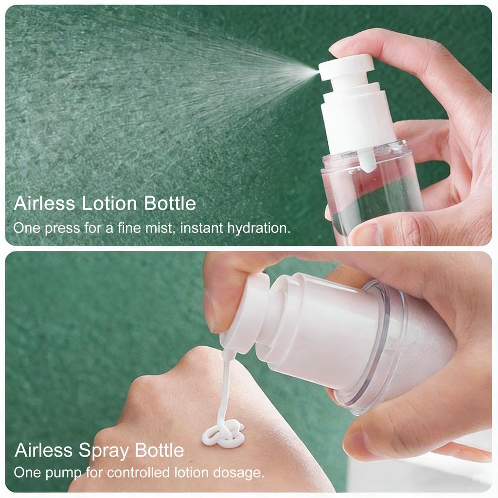 Airless Pump Bottle Set, Vacuum Travel Size Cosmetic Containers, Refillable Lotion Serum Dispenser, Leak-Proof Skincare Jars for Makeup