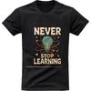 Summer Top Relaxed Fit For Her Oneck Tshirt Plus Size Teeshirts Never Stop Learning Lightbulb Atom Design Anime Tee Shirt