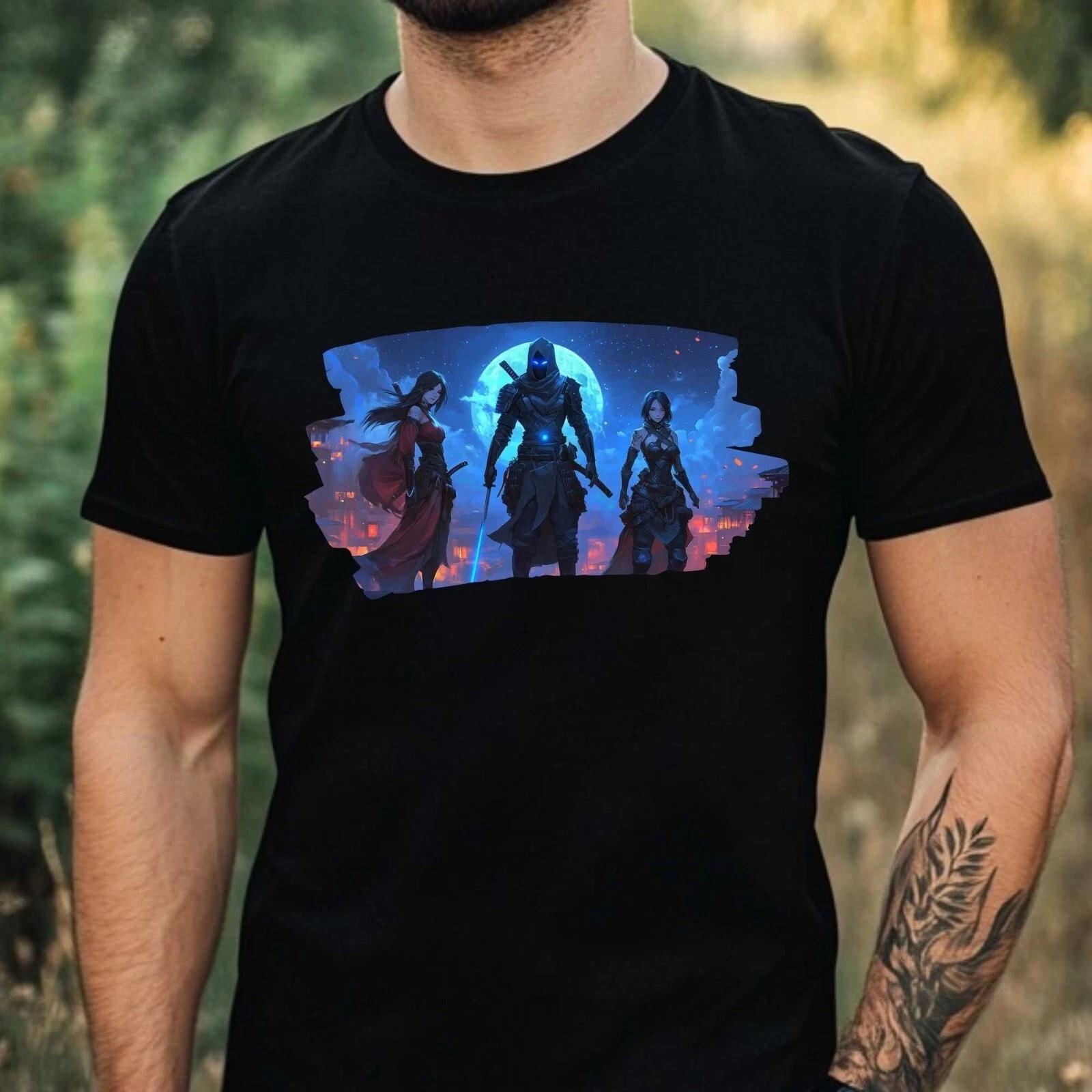 T-Shirt Herren Anime Ninja Motiv Baumwolle Größe XS bis 5XL S