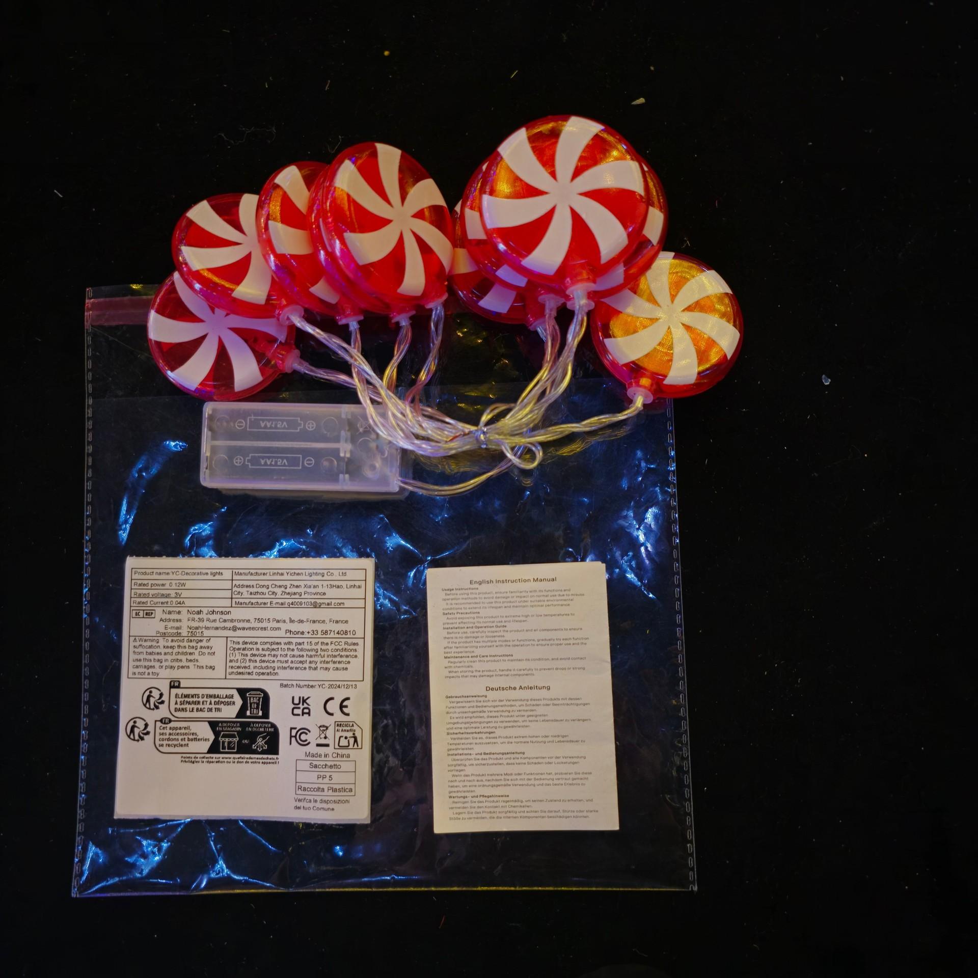 

Christmas Best-selling Colorful Candy String Lights LED Battery Box Fairy Lights Night Market Stall Atmosphere Windmill Lollipop Lights 1PC 1.5M 10LED красный