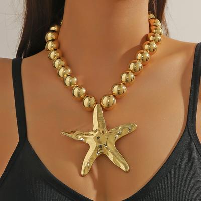 Kadınlar için Kolye Okyanus Tatili Bohem Sahte Retro Boncuklu Denizyıldızı Deniz Kabuğu Kolye Ucu Güzel Zarif Onun İçin Kolye