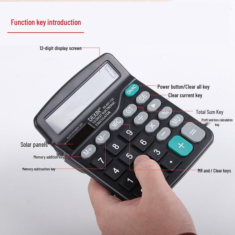 837 Dual Power Solar Calculator: Desktop Accounting with 12-Digit Large Digital Display