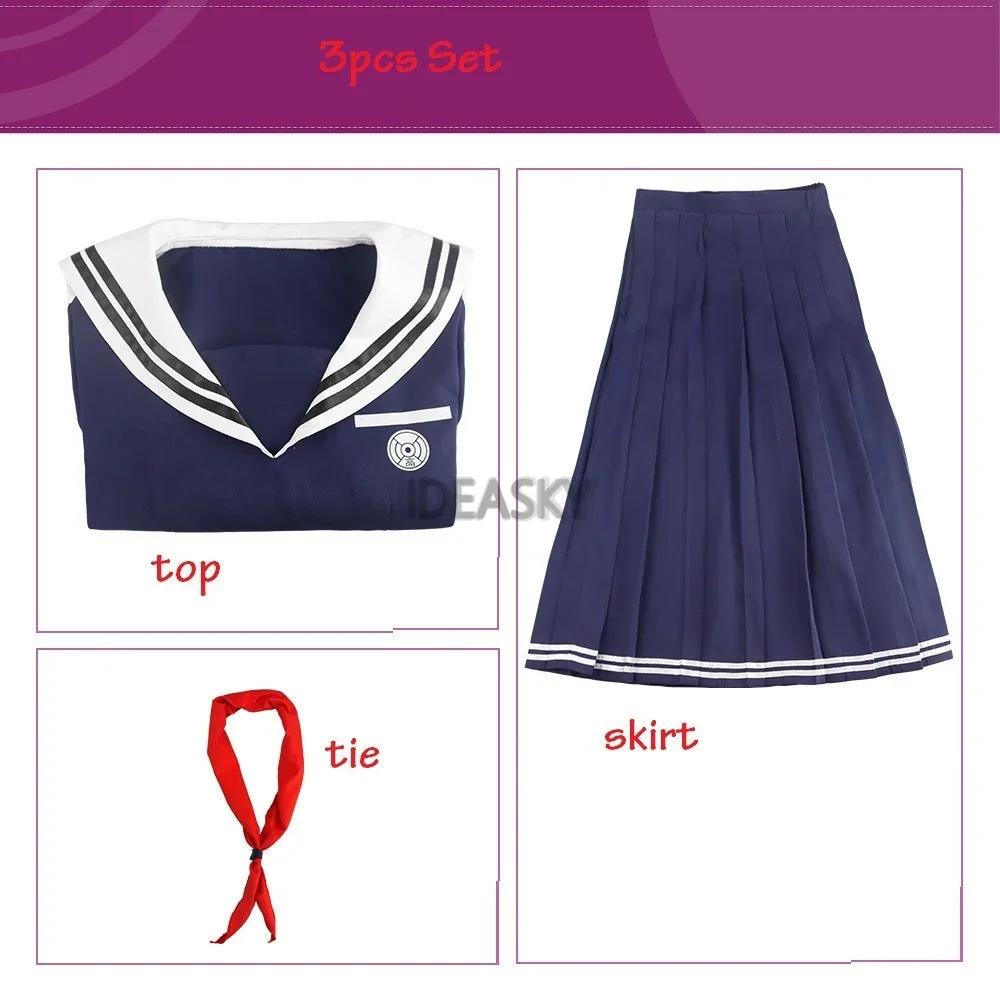 New Halloween Costume Cosplay Anime Danganronpa Dangan-Ronpa 2 Toko Fukawa School Uniform With Wig Glasses