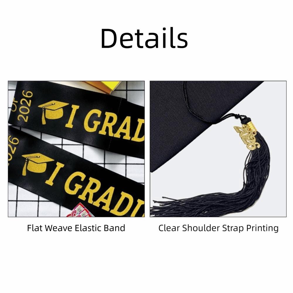 Black Graduation Cap Polyester Graduation Sash Bachelor Degree Graduation Tassel  Party Decorations