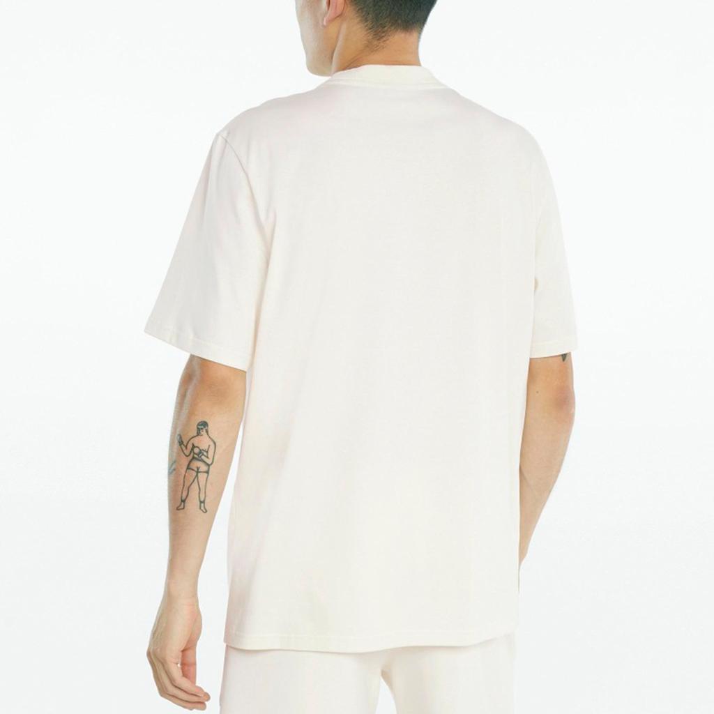 Puma X First Mile Co-Branded Pocket Logo Solid Color Regular Fit Sports Short Sleeve T-Shirt Men Tops Ivory-White 532337-73