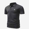 Men's Business Casual Letter B Print Waffle Short Sleeve Polo Shirt