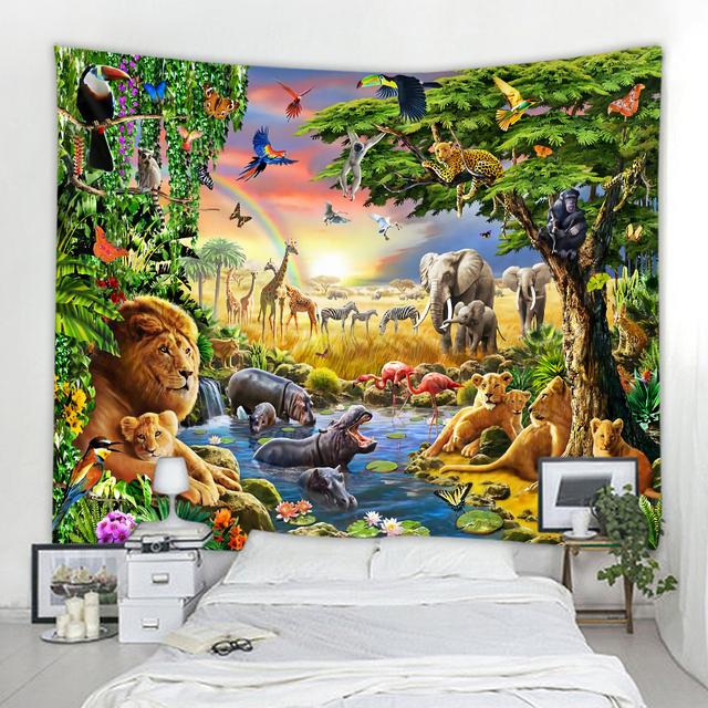 3D Tiger Decoration Tapestry Curtain Home Bedroom Living Room Decoration Curtain Tapestry Bohemian Hippie Style