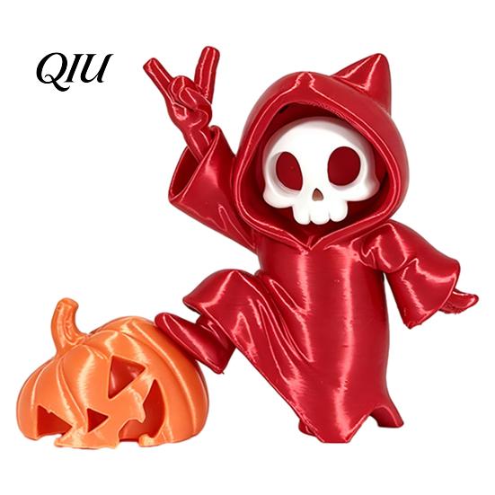Exquisite Skull Model Mini Grim Reaper Statue, 3D Printed Pumpkin Figurine, Car Interior Accessory Cute Gothic Dashboard for Office Desk, Home