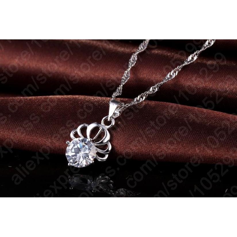 Elegant Cubic Zirconia New Earrings Pendant Necklace Classic Wedding Dress 925 Sterling Silver Color Jewelry Sets Fast Shipping