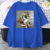 Scottish Fold Angel Crown Print Cotton Men Clothing Personality Casual Crewneck T-Shirts All-math Loose Mans Cotton Short Sleeve