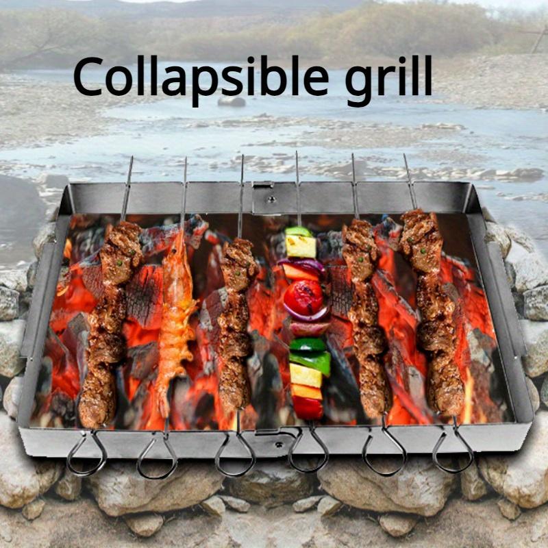 

Портативная складная подставка для шампуров из нержавеющей стали, портативный и простой гриль для домашнего барбекю, палочки для гриля на открытом воздухе