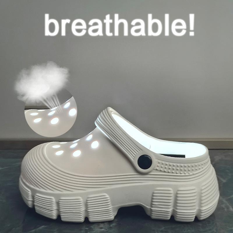 New Summer Sandals for Women's Thick-soled Toe Thick-soled Heightened Semi-tug-tug Shoes Comfortable and Casual