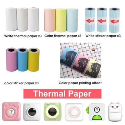 3 Rolls Thermal Paper Sticker Thermal Paper Roll Set 57x30mm/2.17x1.18in Photo Picture Receipt Memo Printing