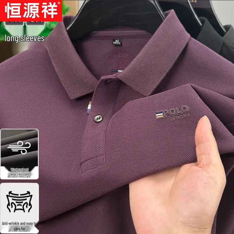 Hengyuanxiang Men's Long-Sleeve Polo Shirt