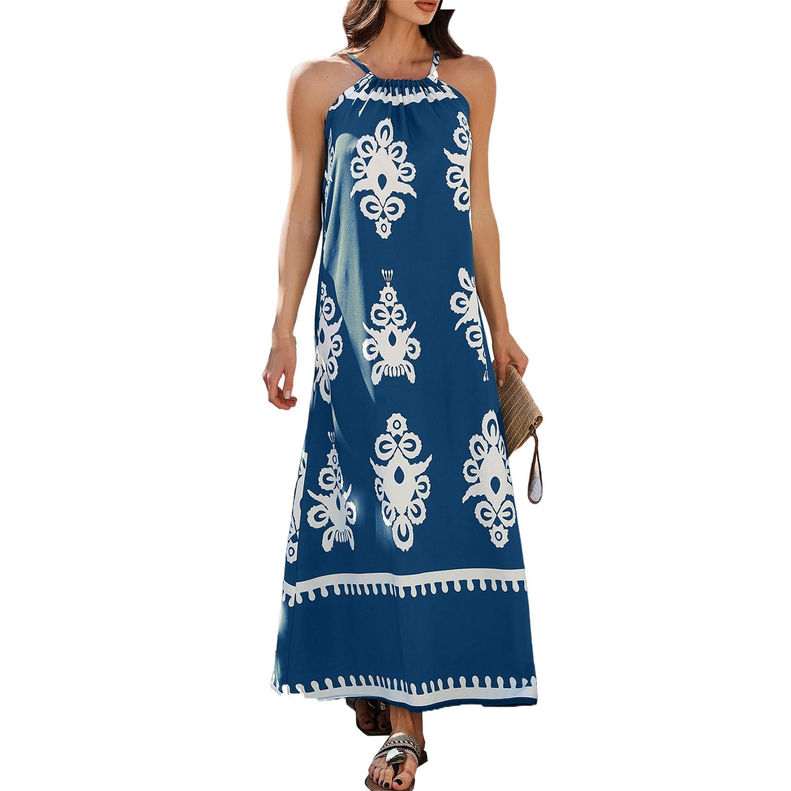 

Женское повседневное свободное и модное контрастного цвета платье без рукавов с висячим вырезом XL темно-синий