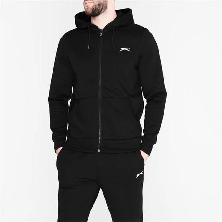 Slazenger Zip-Up Hoodie, Black, Size XXL