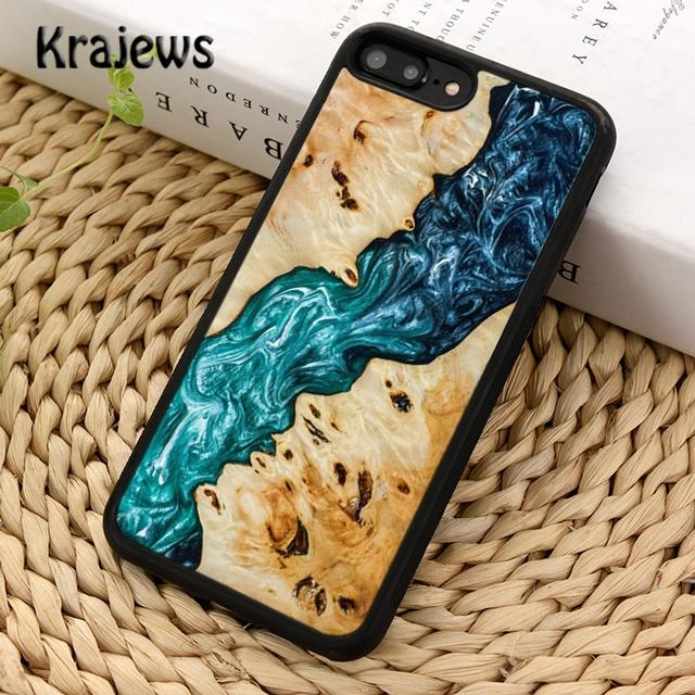 Krajews Wood Resin Glue Gel Phone Case Cover For iPhone 17 Air 16 15 14 Plus 12 13 Pro Max Coque Shell Fundas