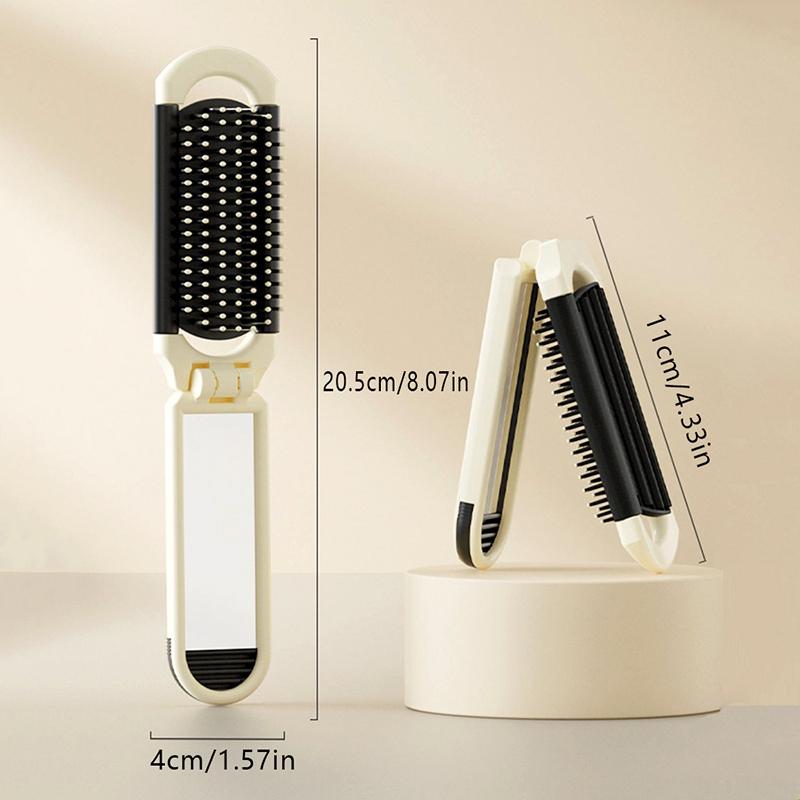 Mini Hair Brush Folding Massage Comb Head Massage Anti-Static Portable Travel Hair Brush Girl Hair Combs With Mirror