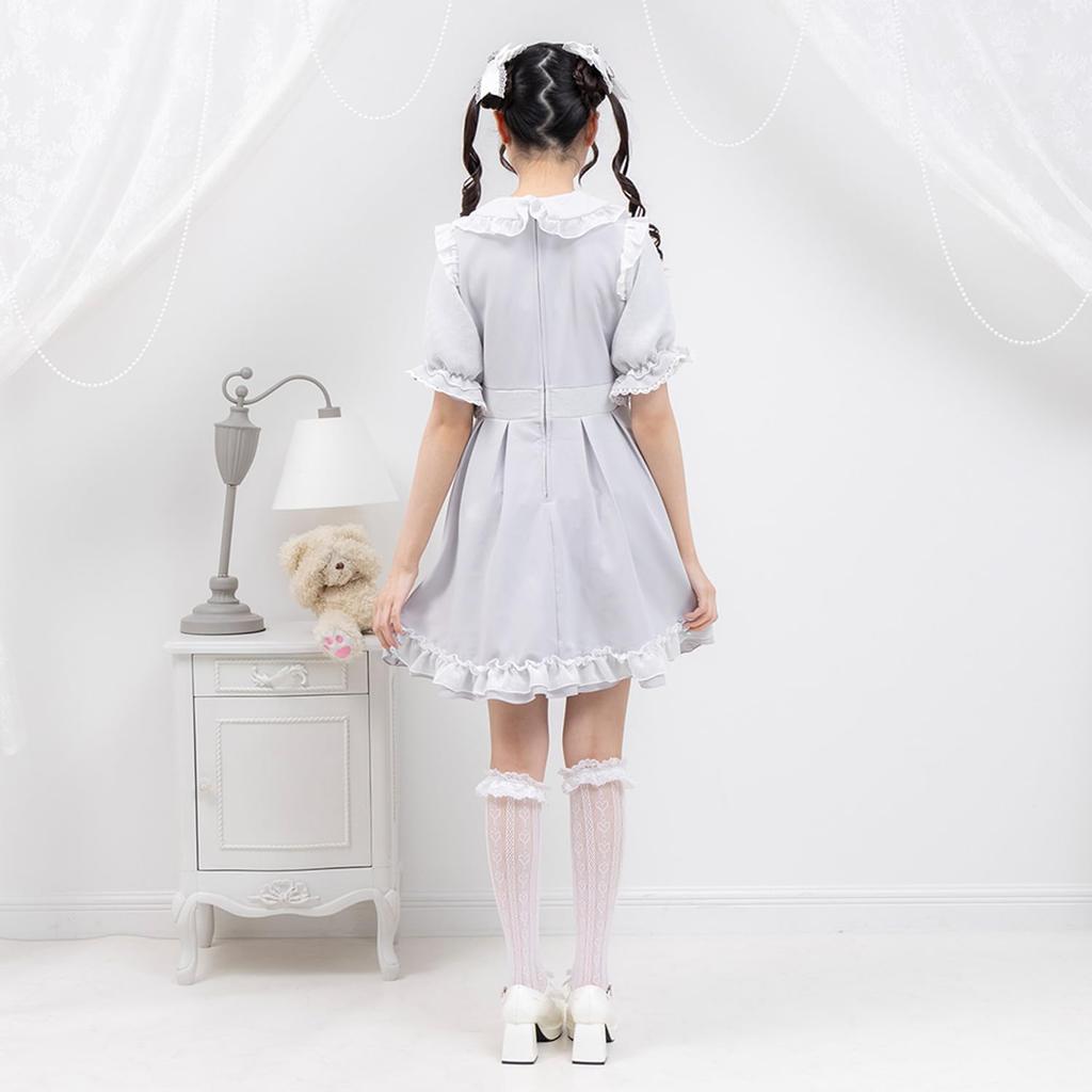 Heart Dot Scarf Dress, Blue X White, LL, Mass-Produced, Yumetenbo