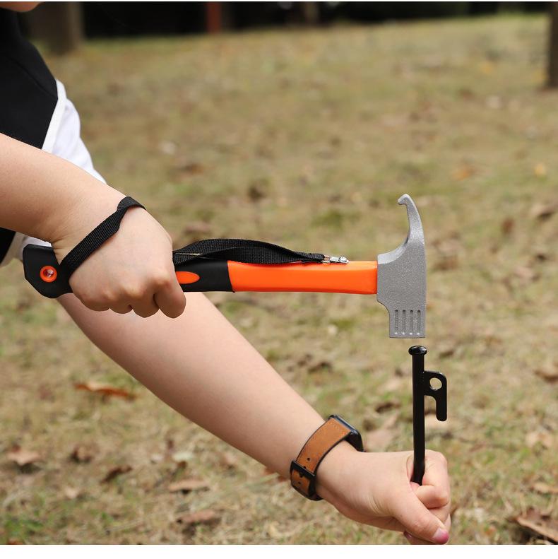Multi-Function Camping Hammer: Outdoor Tent Peg, Canopy Nail Puller, High-Carbon Steel, Dual-Purpose