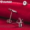 925 Sterling Silber fünfblättrige Blume AAA Zirkon Ohrstecker Schmuck