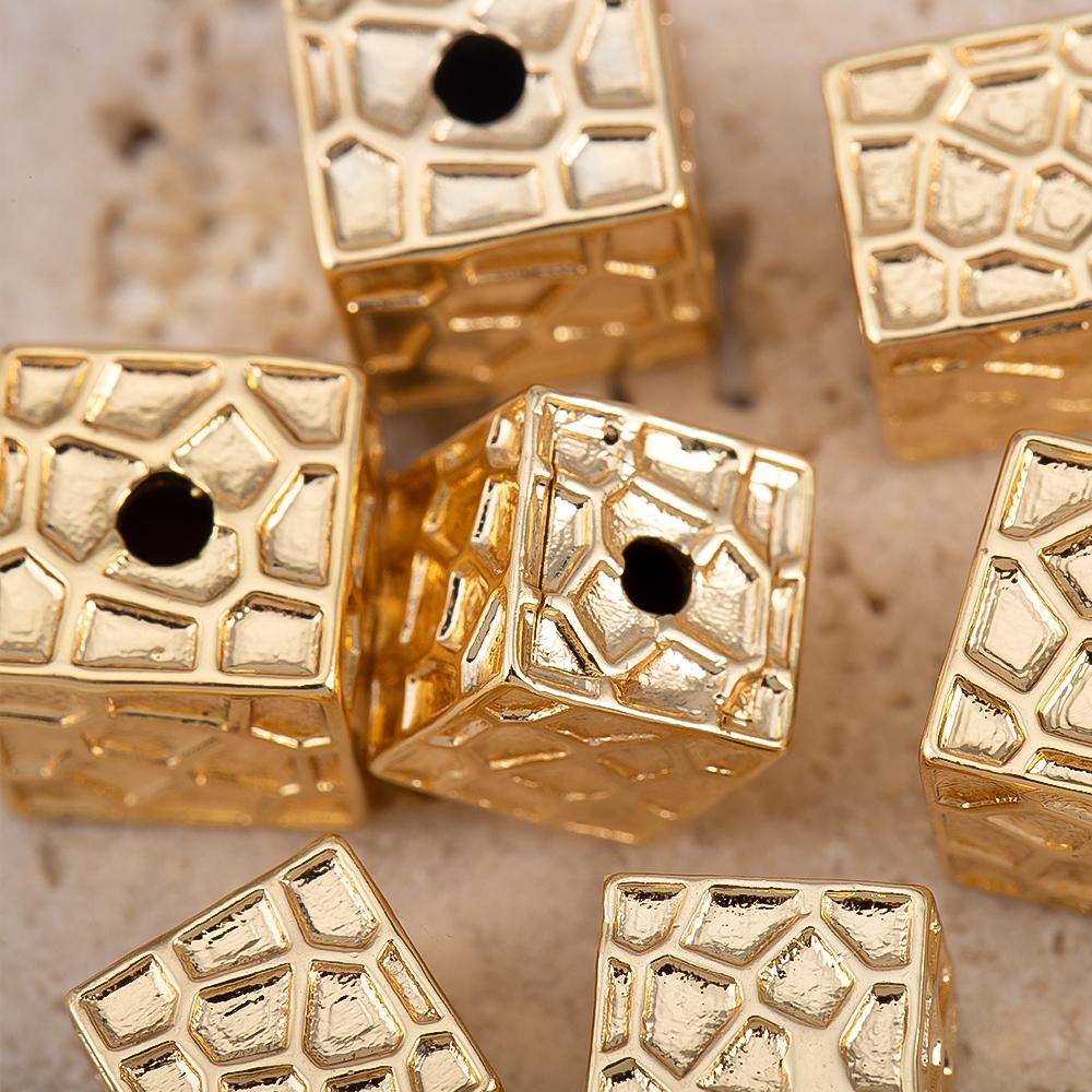 Gold Color Plated Copper Cube Spacers Bead for Jewelry Beads Separator Loose Charm Bead DIY Bracelet Necklace Making Accessories