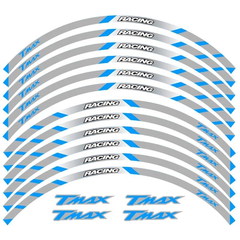 12 Strips Motorcycle Reflective Decals Wheels Moto Rim Stickers Decoration Styling Protection Rim Sticker For YAMAHA T MAX