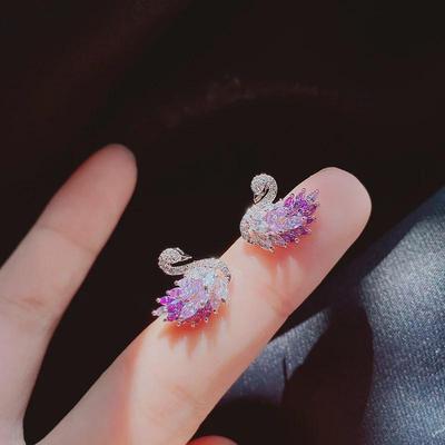 Trendige Ohrringe im koreanischen Stil mit Zirkonium und 925er Silber für Damen