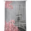 Cherry Blossom Paris Tower Curtain For Living Room Transparent Tulle Curtains Window Sheer For The Bedroom Accessories Decor