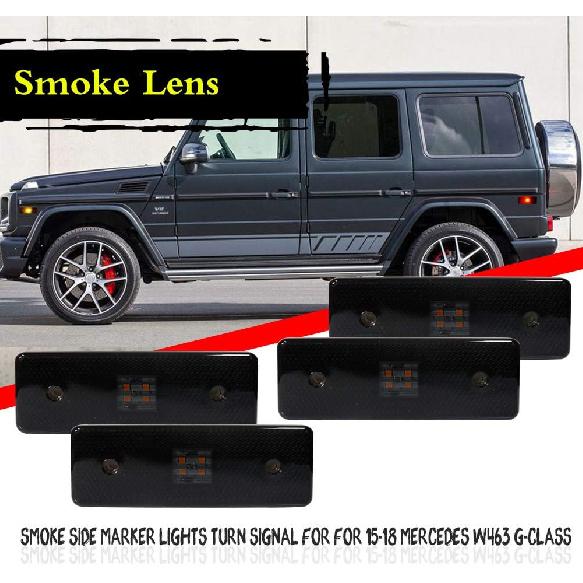 Smoked Lens LED Side Marker Light Kit Compatible with 2015-2018 Mercedes W463 G-Class G550 G63 G65 AMG, Replace Front/Back OEM Sidemarker Lamps…
