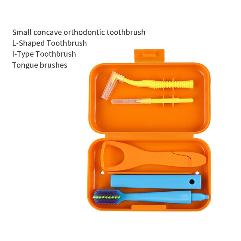 1box Dental Oral Cleaning Care Kits Portable Daily Travelling Orthodontic Care  interdental brush Tongue Scraper 2028